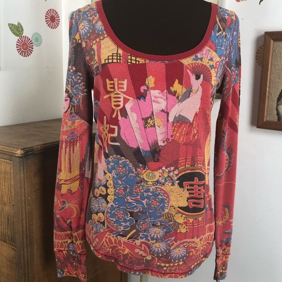Lucky Brand Tops - Lucky Brand Thermal, Asian Style Print, Bohemian L